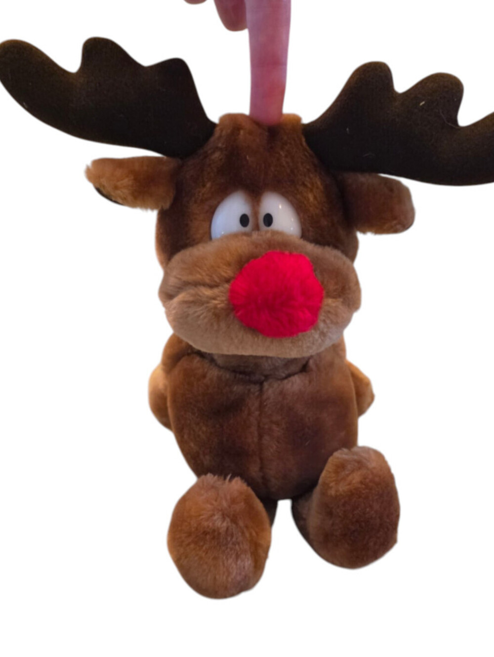 Vintage Russ Berrie 11" Radar the Reindeer Stuffed Plush Brown Big Red Nose